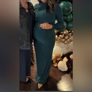 Club L London Elegant Green Long Sleeve Dress